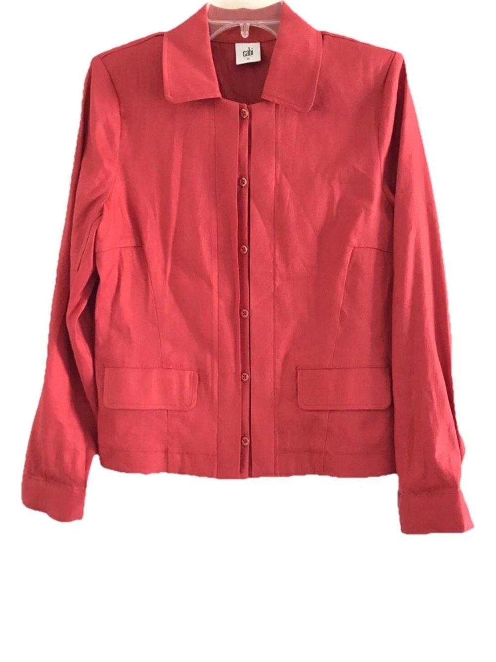 Cabi | 5472 Valentine Blazer Womens Size M Red Button Front Linen Blend Jacket